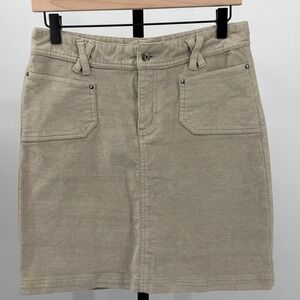 Merrell Womens Khaki Utility Mini Skirt Stretch Patch Pockets Zip Fly Sz 4